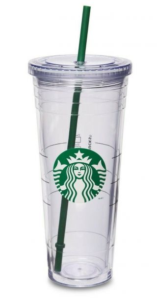Starbucks Venti Clear Double Wall Acrylic Cold Cup Tumbler 24 Oz
