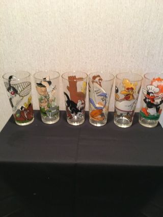 Looney Tunes Glasses Set Of 6 Pepsi Collector Series 1976 Warner Brothers