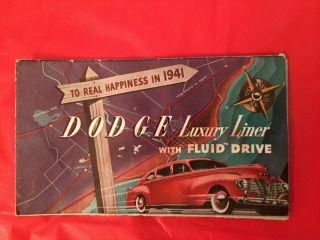 1941 Dodge " Luxury Liner With Fluid Drive " Car Dealer Sales Brochure