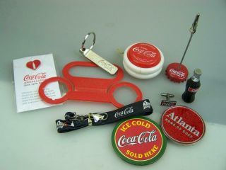 Assortment Of Coke Coca Cola Collectables Magnets Bottle Lanyard Yoyo Keyring,