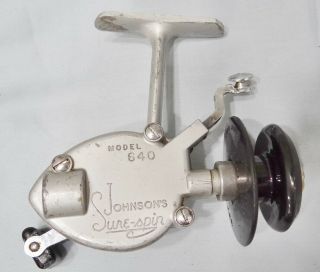 Rare Johnson Model 640 Sure - Spin Fishing Reel Vtg Antique