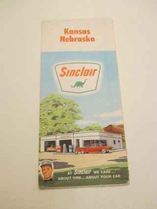 Vintage Sinclair Kansas Nebraska Travel Oil Gas Station Road Map 1962 Estimate