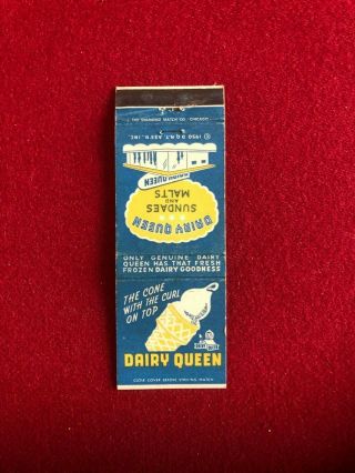 1950,  Dairy Queen,  Matchbook Cover (scarce / Vintage)