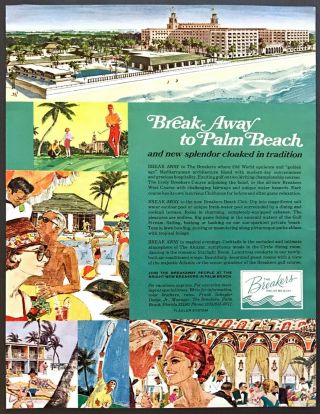 1969 The Breakers Palm Beach Hotel Club Golf Course Tennis Art Vintage Print Ad