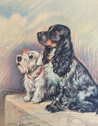 Sealyham Terrier & Cocker Spaniel Freind Dog Vintage Art Print Lucy Dawson 1938