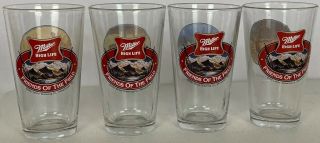 Vtg 2001 Miller High Life Friends Of The Field Pheasants Pint Beer Glass 4 Set