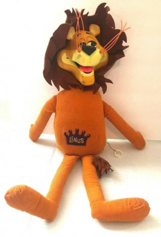 Mattel Linus The Lionhearted Talking 18” Rubber Face Plush 1965 No Talk