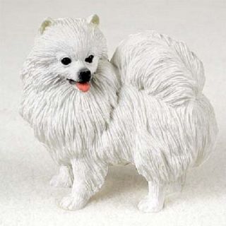 Min American Eskimo Dog Hand Painted Figurine Resin Statue Collectible Puppy