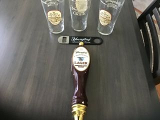 Yuengling Beer Tap Handle,  With Set Of Three Glasses And Bottle Opener