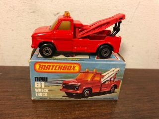 Vintage 1978 Matchbox Superfast 61 Wreck Truck W Box