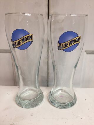 Blue Moon 16 Oz Pilsner Beer Glass Set Of 2 Bar Pint Glasses