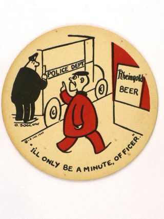 1940s Rheingold Beer Set Coaster 4 Inch Thief And Paddy Wagon Tavern Trove