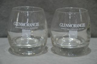 (2) Glenmorangie Tumbler Glass Whisky Round Rocks Glasses 9.  5cm Tall