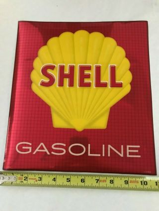 Vintage Shell Oil Pump Decal Metallic Red Dri Mark 11 Inches By 12.  25 Inches
