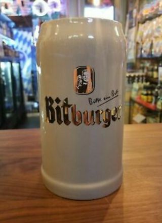 Large 1l One Liter Bitburger German Beer Mug Stein Tankard Octoberfest Ceramic