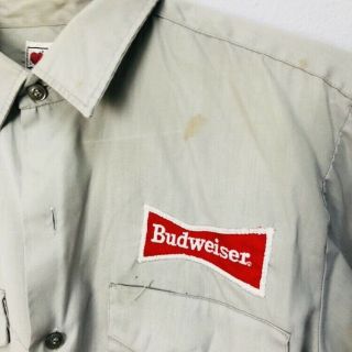 Vintage Budweiser Beer Advertising Delivery Work Shirt Uniform Large 2