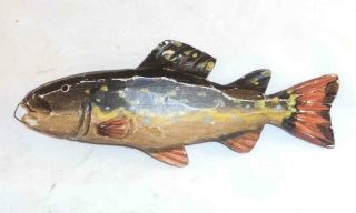 Vintage Carved Wood Polychrome Painted Brook Trout Fish Decoy