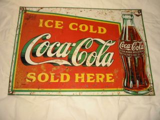 Vintage Coca Cola Metal Tin Sign 1986