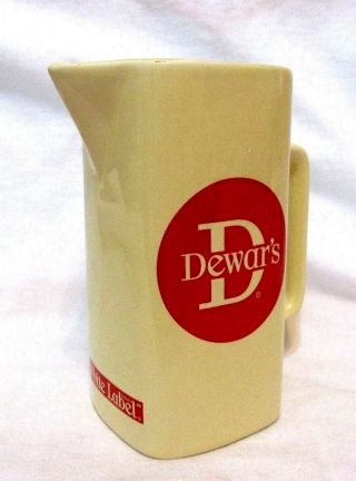 Vintage Dewar ' s White Label Advertising Barware Pitcher Pub Jug EUC 3