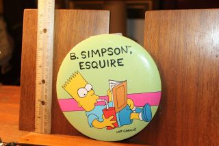 Vintage 1990 Bart Simpson Esquire Button Up Huge Pin Back With Tags 6 "