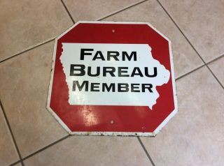 Vintage Iowa Farm Bureau Member Stop Sign Seed Feed Farm Sign Double