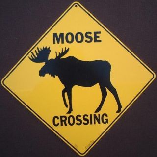 Moose Crossing Sign Silhouette Art Decor Home Wildlife Signs Novelty Animals