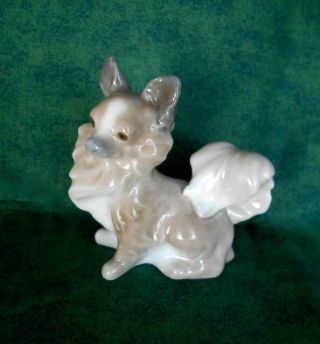 Old Porcelain Adorable Papillon Dog Figurine Marked Lladro Hand Made In Spain