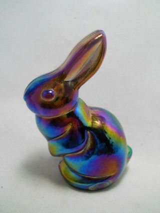 Vintage Quality Art Glass - Fenton - Iridescent Carnival Glass Rabbit - Bunny - 270