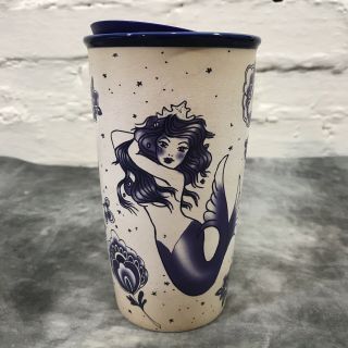 Starbucks 2016 Blue Mermaid Siren Ceramic Travel Mug With Lid