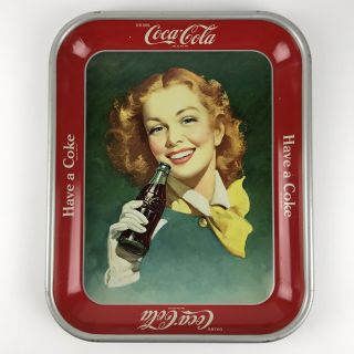 Vintage Coca - Cola Tray Girl With Red Hair And Yellow Scarf 1950 - 52