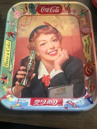Two 1950’s Coca Cola Coke Tray Serving Thirst Knows No Season Vintage 2