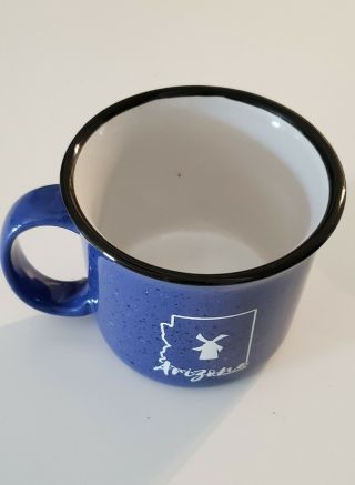 Dutch Bros Windmill Arizona Map Wide Coffee Mug Cup Blue Speckle Limited Edition 4