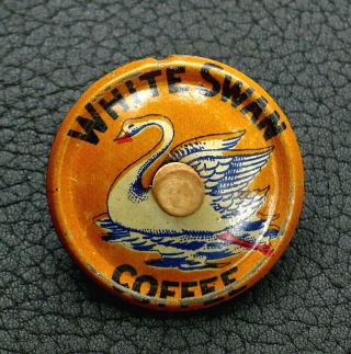 Antique Vtg 1920s White Swan Coffee Spinning Toy Advertising Top Tin Lithograph