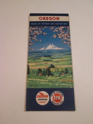 Vintage 1956 Chevron Oregon Oil Gas Service Station Travel Road Map