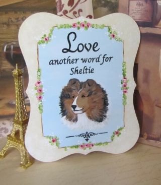 Hand Painted Sheltie Plaque Love Shetland Sheepdog Painting Collie Artwork