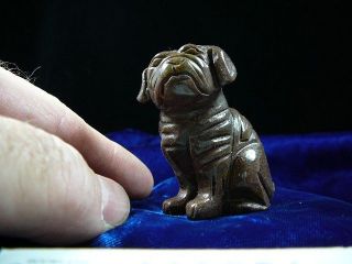 (y - Dog - Sh - 704) Brown Tan Shar Pei Pug Sharpei Dog Dogs Figurine Carving Love