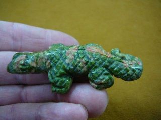 (y - Liz - Ur - 708) Green Orange Uromastyx Lizard Carving Figurine Gemstone Lizards