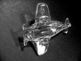 VINTAGE GLASS CANDY CONTAINER - - AIRPLANE P - 51 US FIGHTER PLANE - - VICTORY 1940s 3