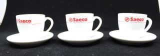 Saeco Macchine Per Caffe Espresso Demitasse Coffee Cups Saucers White Set Of 3
