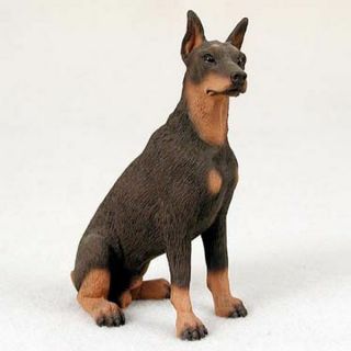 Doberman Pinscher Red Cropped Dog Hand Painted Collectable Figurine Statue