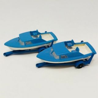 Vintage Lesney Matchbox Series 9 Cabin Cruiser Boat And Trailer Diecast Toy Pair