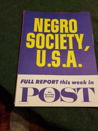 1962 News Stand Advertising Negro Societ10x13.  6 Cardboard Saturday Evening Post