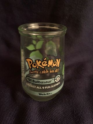 Pokemon 01 Bulbasaur Welchs Jelly Jar Juice Glass 1999 Nintendo Collectible Cup