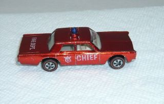 Vintage 1968 Hot Wheels Redline Fire Chief Cruiser Red W/white Int.  Usa Base