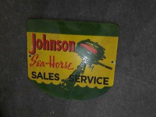 Vintage Authentic Porcelain Johnson Sea Horse Enamel Sign 10 X 9 Inches
