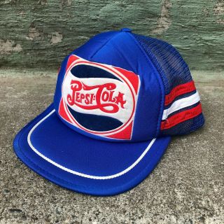 Vtg 1980s Pepsi Cola 3 - Stripe Snapback Trucker Cap Hat 80s