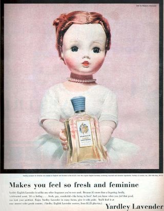Madame Alexander Cissy Doll Yardley Lavender Pearl Necklace 1956 Print Ad