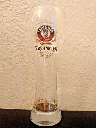 Erdinger Weissbrau Beer 0.  5 Liter Glass Gold Privatbrauerei Skyline Seit 1886