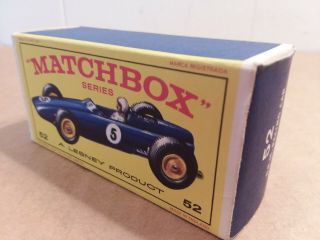Lesney Matchbox 52 B.  R.  M.  Racing Car E Style Box Only