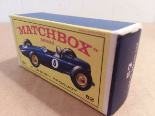 LESNEY MATCHBOX 52 B.  R.  M.  RACING CAR E style BOX ONLY 2